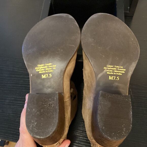 Rebels woven taupe suede/leather back zipper ankle boots size 7.5 - Picture 4 of 6